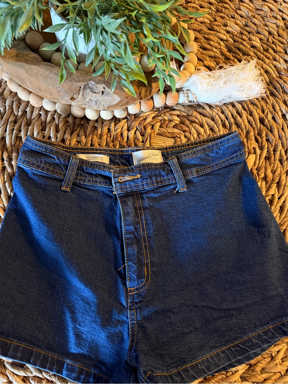 Universal Thread Blue Denim Shorts with Contrast Stitching